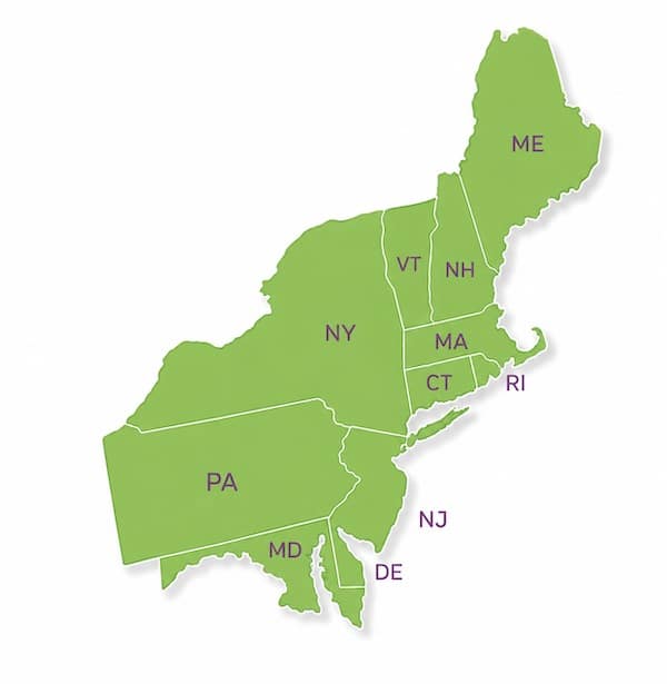northeast region map