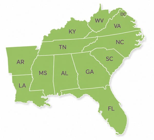 southeastern region map